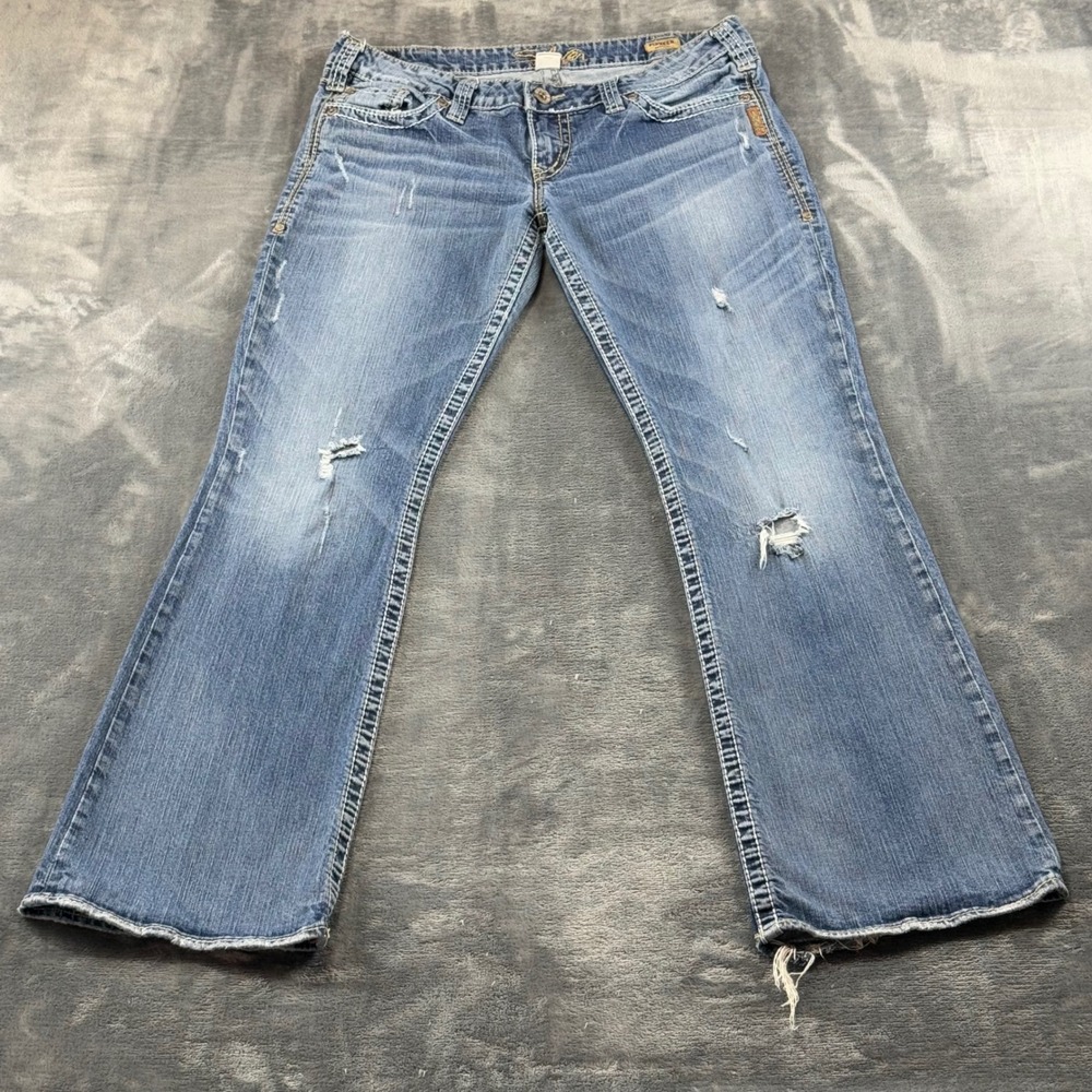 Silver Jeans Pioneer Bootcut Distressed Medium Wash Denim W34 L32 L1779SVP301